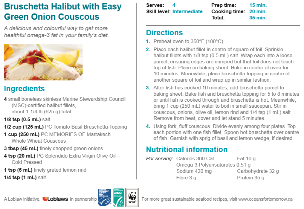 Bruschetta Halibut with Easy Green Onion Couscous